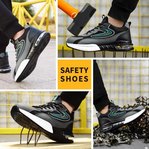 Men's Work Safety Shoes With Steel Toe And Slip Resistant Outsole