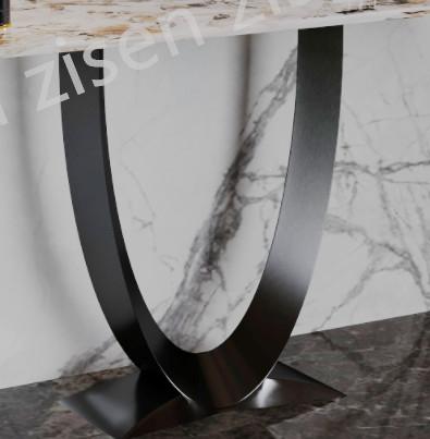Luxurious Light  Ceramic White Marble Top Console Table Oval Hollow Base
