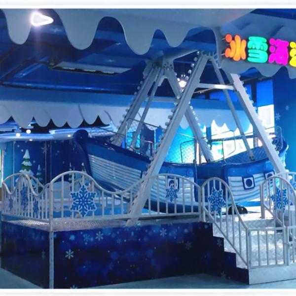 Blue color good fiberglass quality pirate ship for amusement park family fun