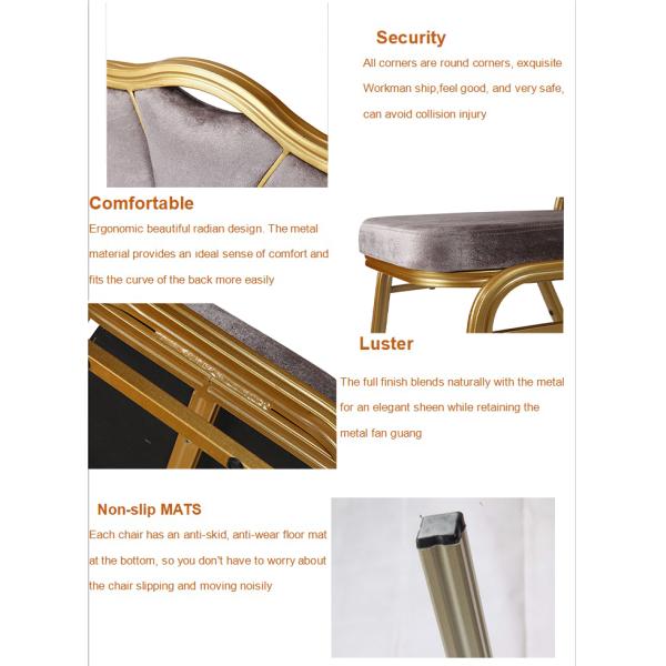 Steel Stacking Hotel Gold Banquet Chair With Backrest