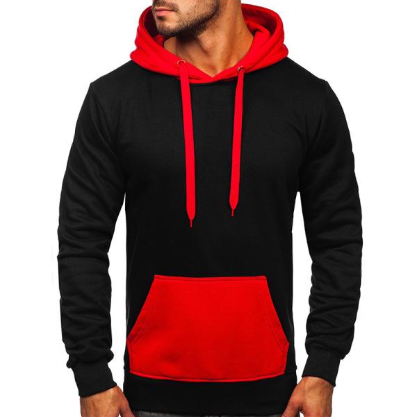 Custom Logo Black Red Cotton Polyester Workout Jogging Gym Hoodie Sweatshirts for Men