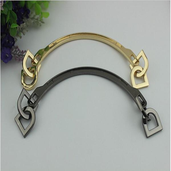 2018 Fashion trendy light gold & gunmetal color tote bag metal handle with d ring decorate