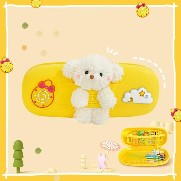 Cute Bear Durable Silicone Pencil Bag Holder For School Supplies Christmas Gift Pencil Pouch Bag Pen Holder Kids Gifts