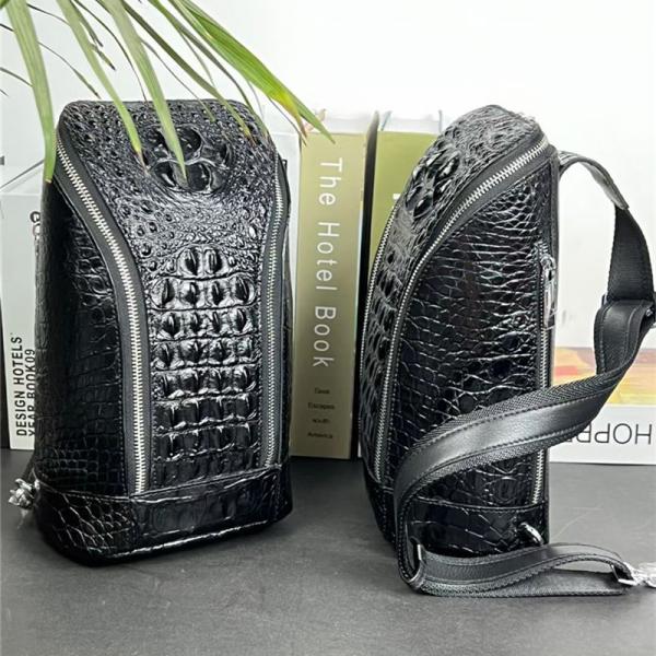 Authentic Crocodile Skin Men's Casual Chest Bag Small Travel Purse Genuine Exotic Alligator Leather Male Crossbody Bag