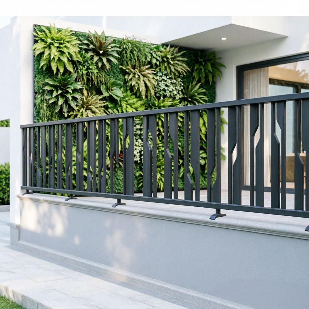 Custom Outdoor Aluminum Fence with Minimalist Slant-Bar Design and Matte Finish for Long-lasting Durability
