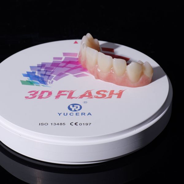 Yucera Multilayer Dental Zirconia Block with 700-1050MPa Bending Strength and 57%-46% Transmittance in 16 Color+Bleach for CAD CAM Milling
