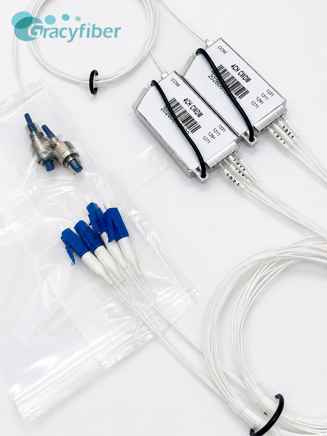 4 Channel Compact CWDM Module 1271 1291 1311 1331nm Low Loss Fiber Optic Mux Demux FC UPC LC UPC