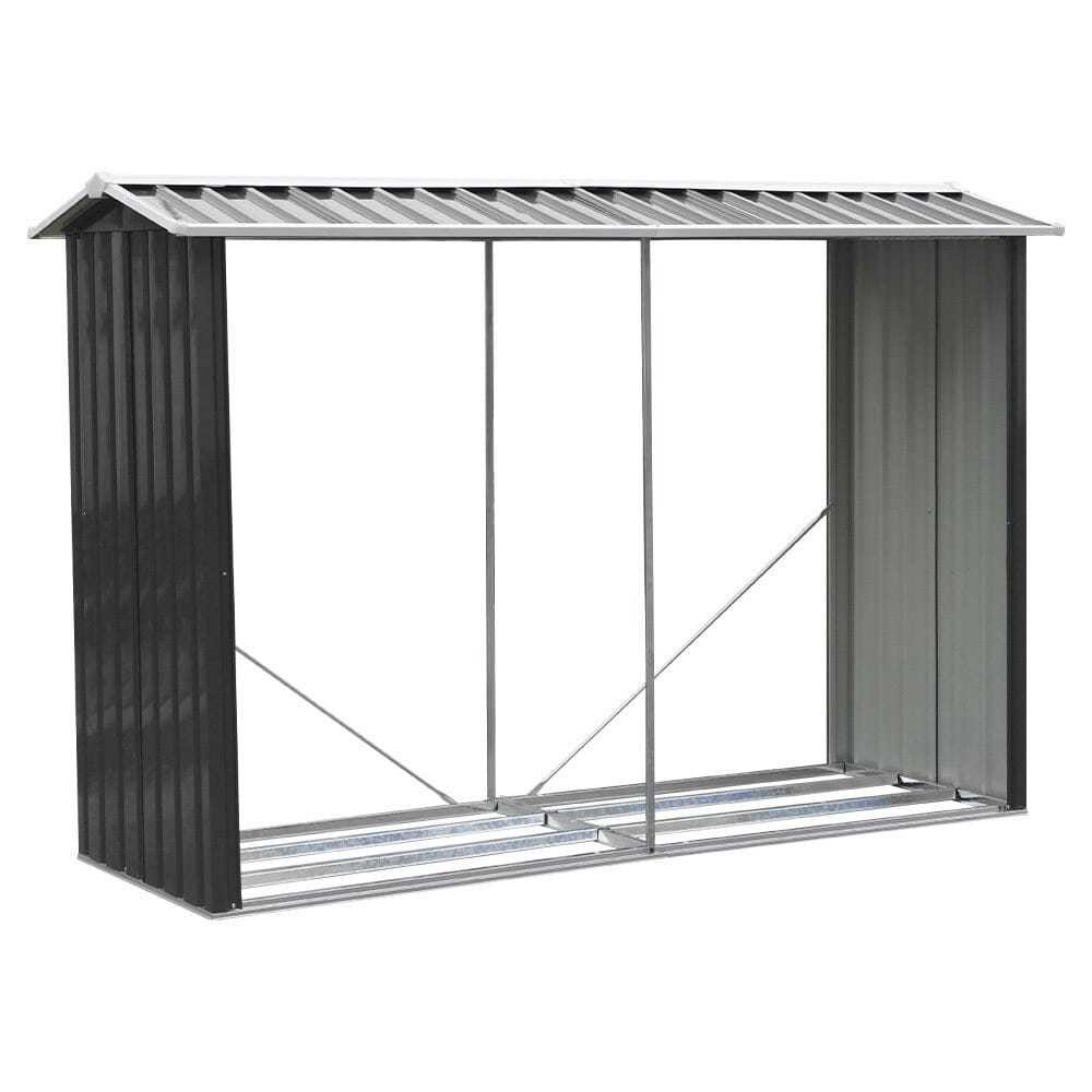 AJUNION Metal Outdoor Firewood Log Rack Shed for Easy Assembly and Garden Storage