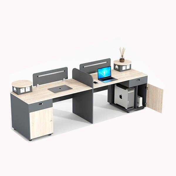 Estilo de madera maciza 6-4 personas Mesa de doble asiento Estación de trabajo Escritorio de computadora y silla