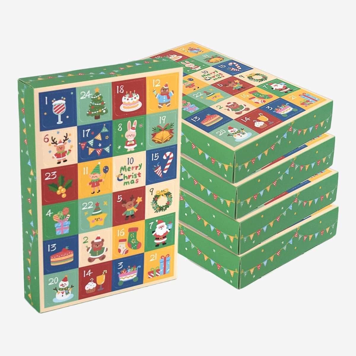 24 Day Christmas Advent Calendar Box Perforated Door Holiday Gift Packaging