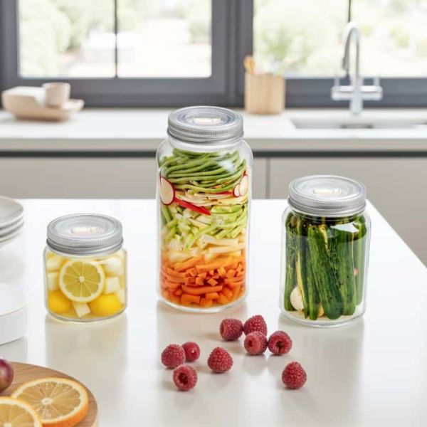 IKOO Supplier Wide Mouth Vacuum Glass Mason Jars with Lids