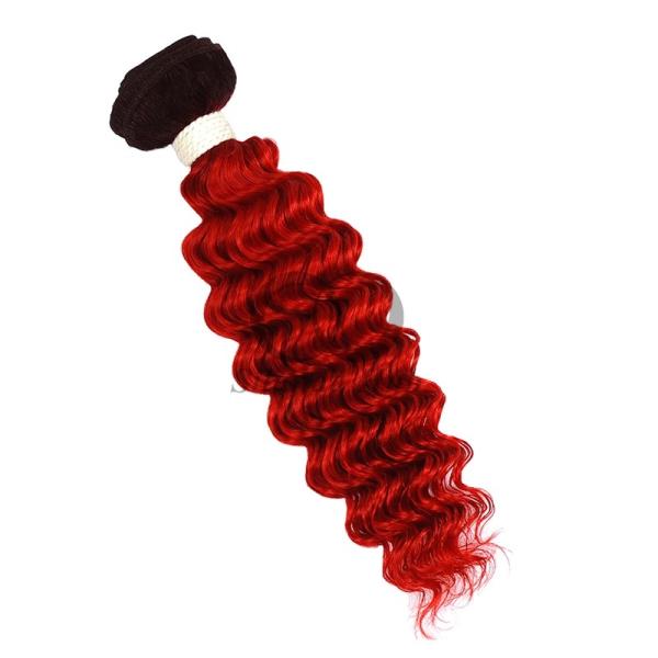#T1B/Red Deep Wave Remy Human Hair Bundles Sew In Weave Bundles Brazilian Bundle Deals