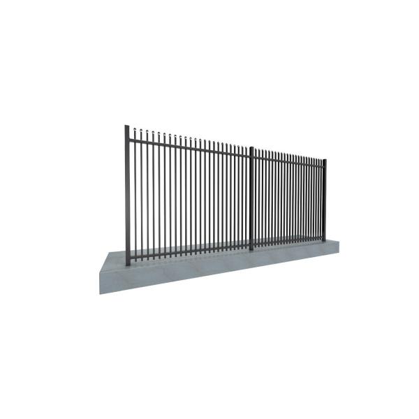 Residential Black 2.4m Tubular Metal Fencing Anti Rust Garden With Accessories