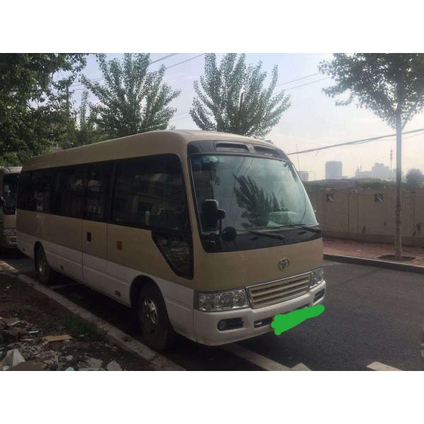 Gas Fuel Toyota Used Coaster Bus With Luxury Leather Seats 6990mm Bus Length