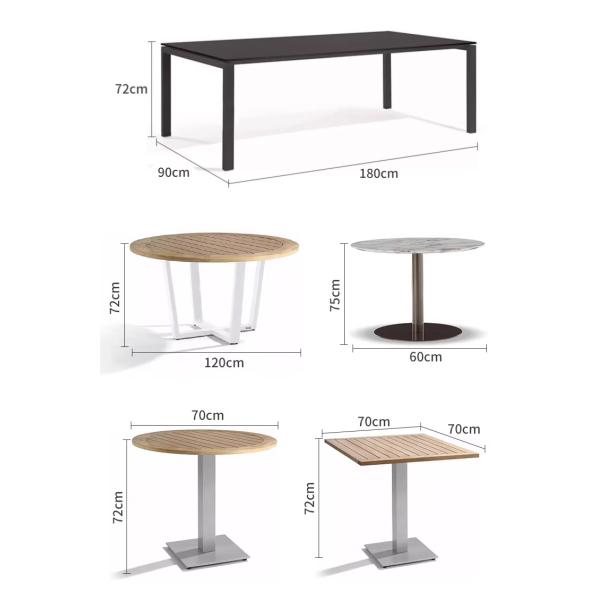 OEM Teak Wood Garden Dining Table And Alumiunm / Rattan Chair Sets For 6