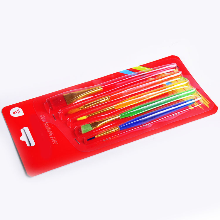 wholesale colorful plastic handle painting nylon brush art brushes for school