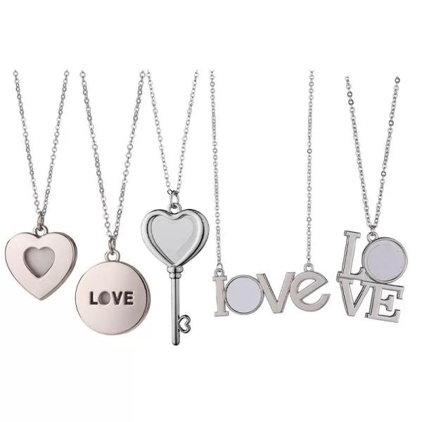 Sublimation Jewelry Blanks Sublimation Blank LOVE Letter Heart Shape Necklace For Valentine's Day