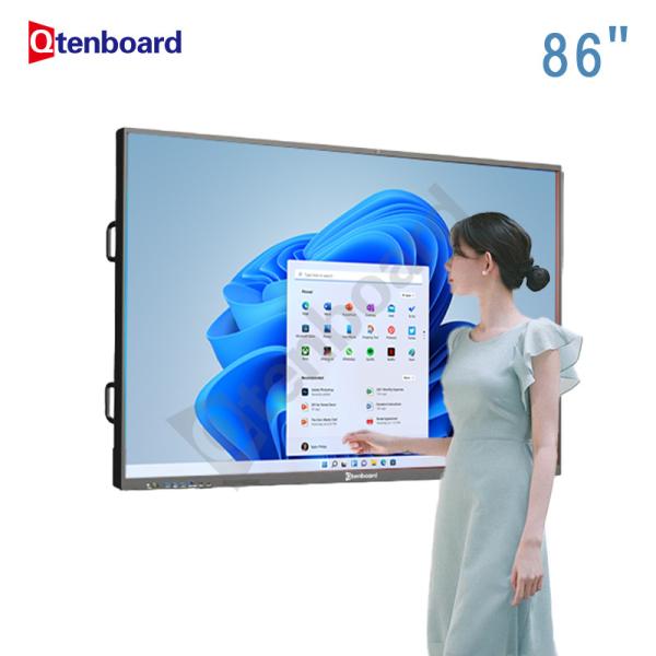 Qtenboard 2026 Vente à chaud 86 pouces Smart Portable électronique 75 pouces Interactive Touch Panel Pour salle de réunion de classe