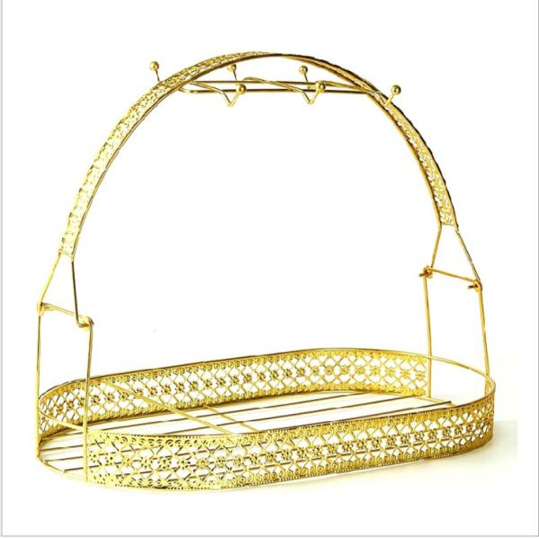 Gold Plated Six Hooks Tea Cup Holder Stand For Decoration