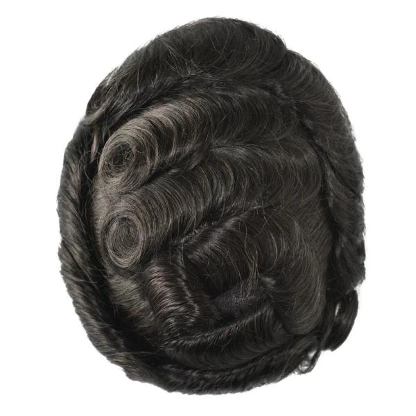 Toupee For Mens Full Lace Human Hair Replecement System Natural Hairpiece 8x10'' Color 1B#