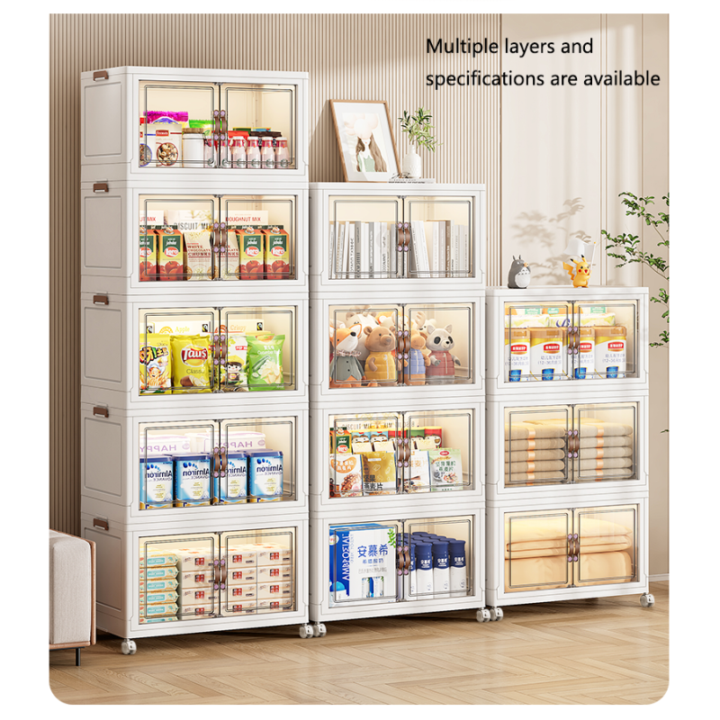 Home Transparent Clothing Folding Stackable Door Open Storage Cabinets  Storage Boxes & Bins  Storage Organizer