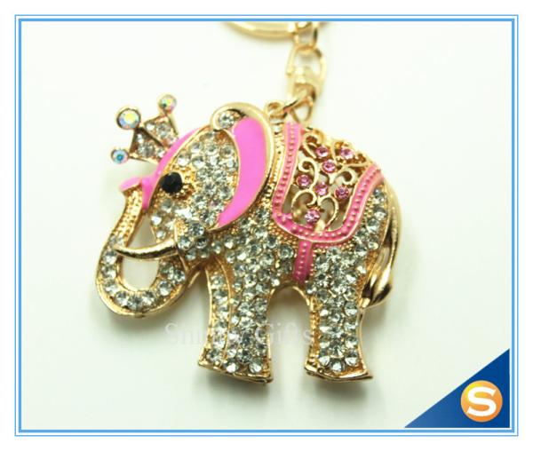 Rhinestone Elephant Keychain Animal Metal Key chain For Women Gift