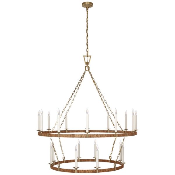 Brass Body Adjustable Height Crystal Shade LED Pendant Lighting Chandelier for High Ceilings