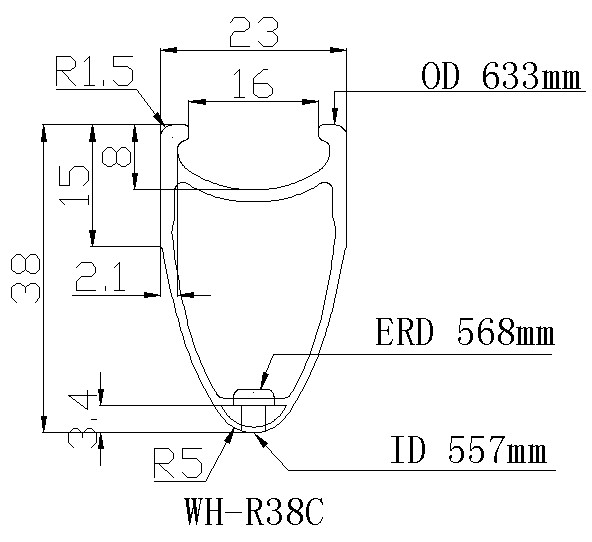 Superlight cheap 700c 38mm carbon rims clincher road bike wheel  width 23mm bicycle rims