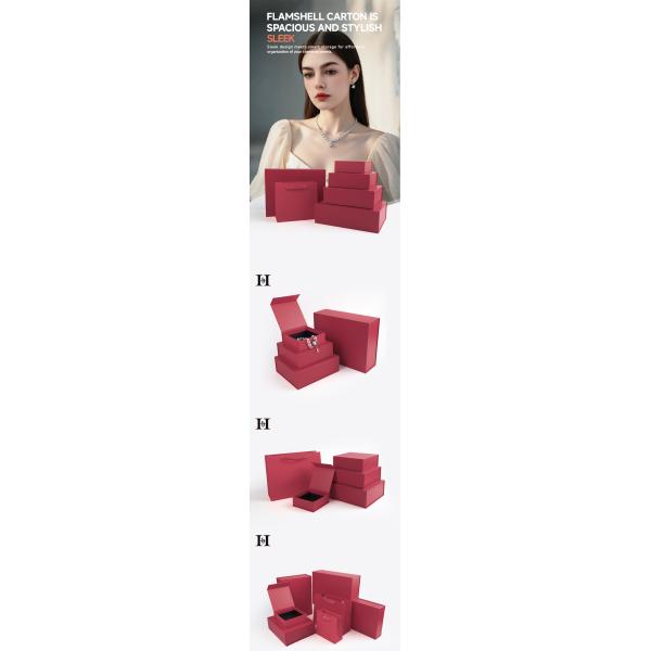 Paper jewelry Gift Box Packaging Eco Friendly Cardboard red Magnetic Jewelry Box