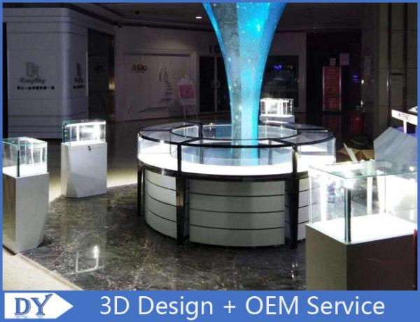 Moderno loja de joalheria Vitrine Madeira MDF S / S vidro temperado