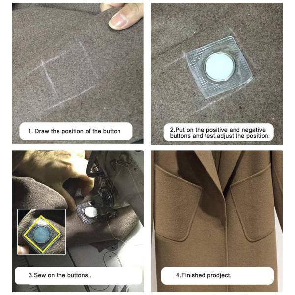 Zinc PVC Coating Steel Hidden Invisible Sew Magnetic Button for Clothing