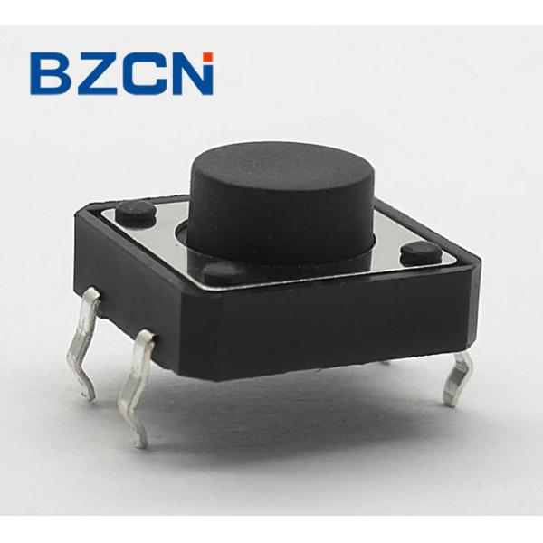 Black 12mm Tactile Switch , 4 Pin Momentary Switch With Stable Operation