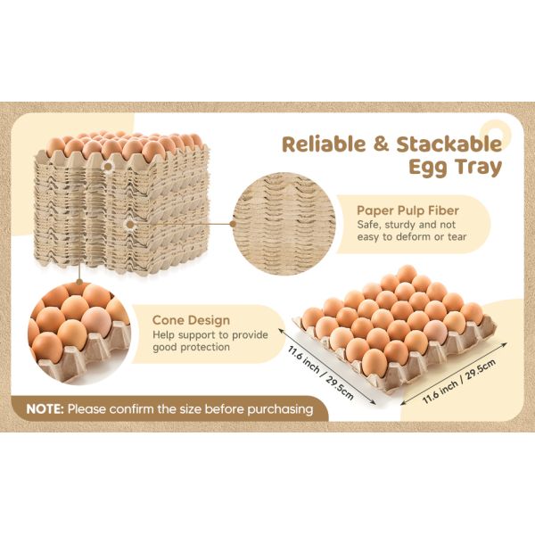 Pack Egg Cartons Crates Bulk 30 Cell Pulp Fiber Egg Flats Reusable Stackable Cardboard Tray For Home Storing Packing Roach Colony Soundproofing