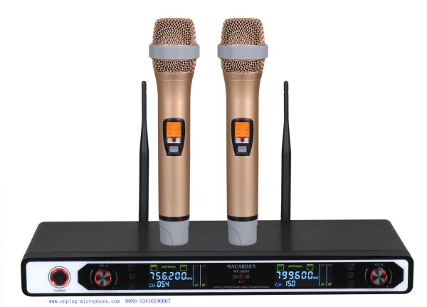 8099/professional infrared selectable frequency dual channel wireless microphone/smart apprearance/hot sell