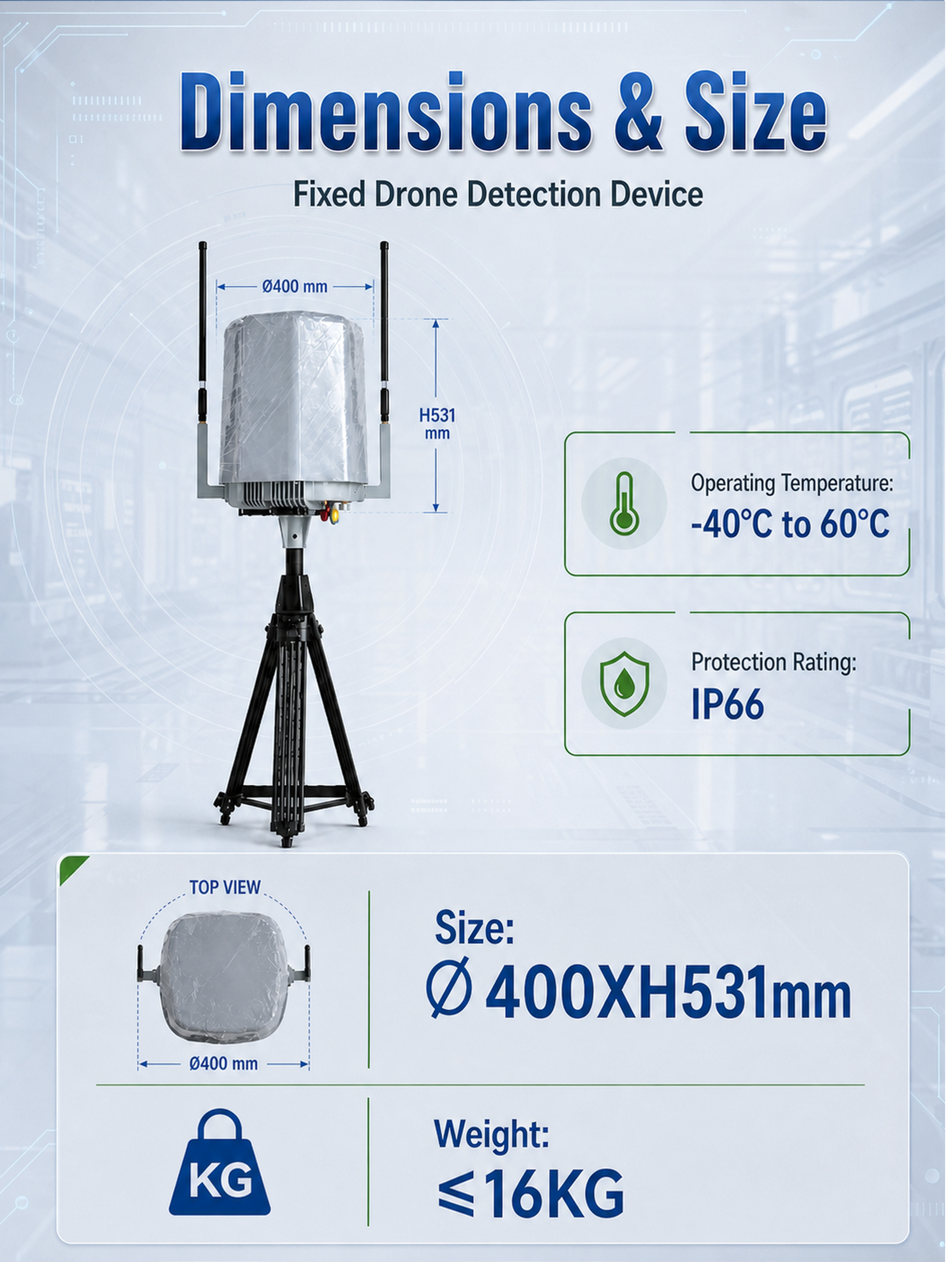 Ladasky Fixed Anti-Drone Detection Device 70MHz-6GHz | Long-Range UAV Radar & RF Scanner | DJI Autel FPV Detection 10km