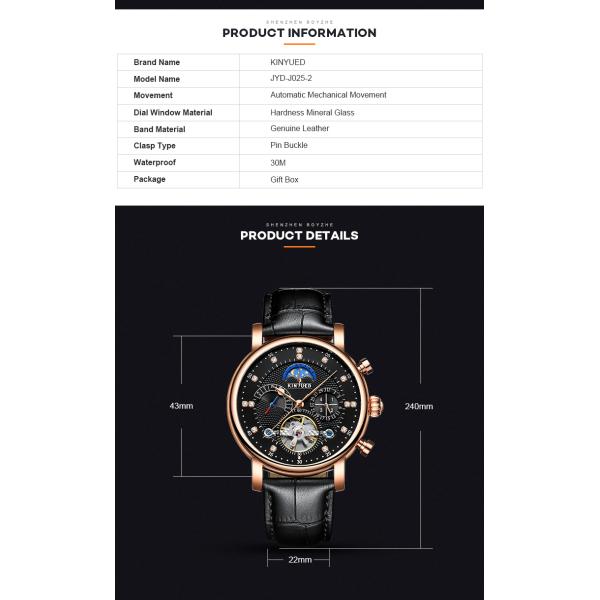 Durable Tourbillon Mechanical Watch Pin Buckle Stable Performance