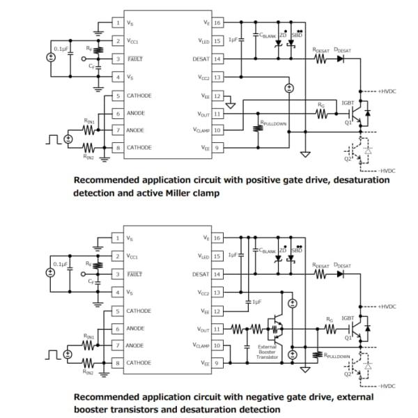 Принципиальная схема применения - Photocoupler водителя ворот Тошиба TLP5222 Optocoupler 5000Vrms 25mA 1.67V SO-16 привода ворот выхода логики TLP5222