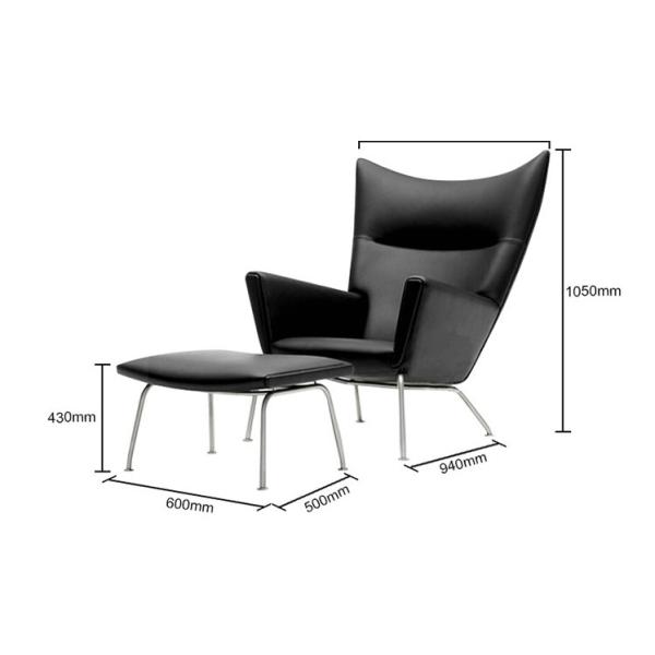 High Back stainless steel legs fabric Hans Wegner Upholstered Wing Customized reclining fabric cozy Lounge Chair
