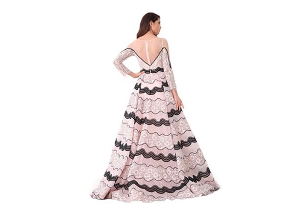 High End Lace Long Sleeve Women Muslim Evening Dress With Lace Flower