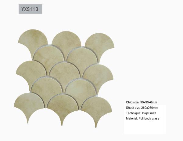 Fan Shaped Glass Mosaic Tiles 260x240mm Inkjet Matt Finish
