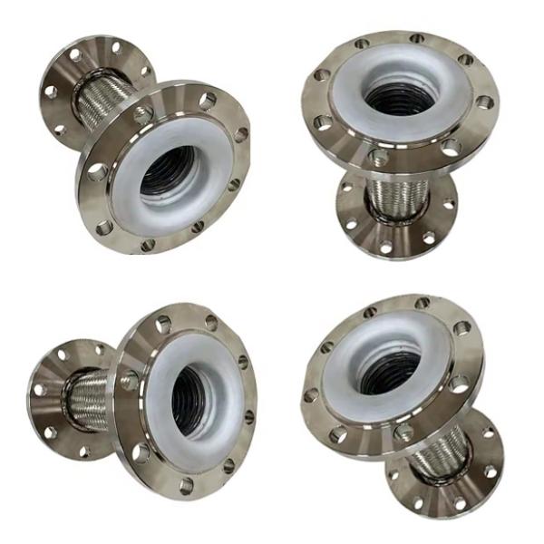 High Temperature SS304 Flange Flexible Braided Hose PTFE Lined With Strong Acid And Alkaline Resistant Pipe Fittings