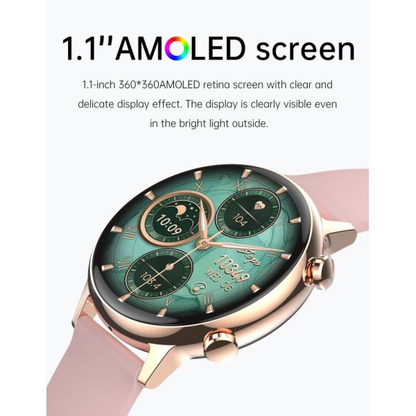 Female Sports Watch HK39 Nfc Card Amoled Call Ip68 Waterproof Password 454*454