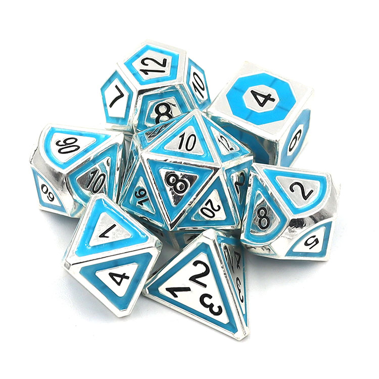 Wholesale Glow-in-Dark Zinc Alloy Metal Dice Set Customizable Polyhedral DND Dice for Role Playing Games