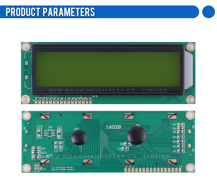 Yellow Green Film 1602B 16X2 Dot Matrix Character 3.6 Inches Controller ST7066U Large Character LCD Screen