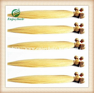 Hand tied weaviing Brazilian 5A virgin remy hair, 613#color straight hair extension weaves