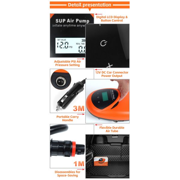 Rechargeable 2500mAh Surfboards Accessory ABS SUP Inflatable Boats Kayak Accessory