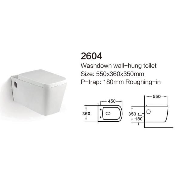 Compact Rimless Wall Hung Toilet With Soft Close Seat Ceramic Water Closet
