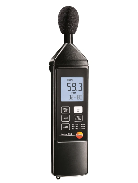 testo 815 Sound Level Meter with A/C Frequency Weighting Min/Max Memory and Integrated Tripod Knuckle Screw
