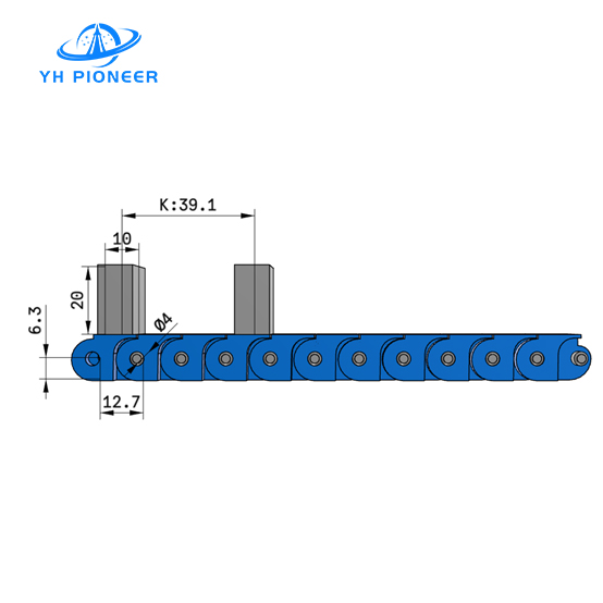Cadena de plástico de bisela desinfectada para una fácil limpieza y mantenimiento en las industrias alimentaria y farmacéutica