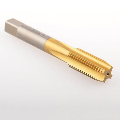 TiN Coated HSS Hand Tap Set 4 Flute Bottoming Finishing Straight Flute Tap